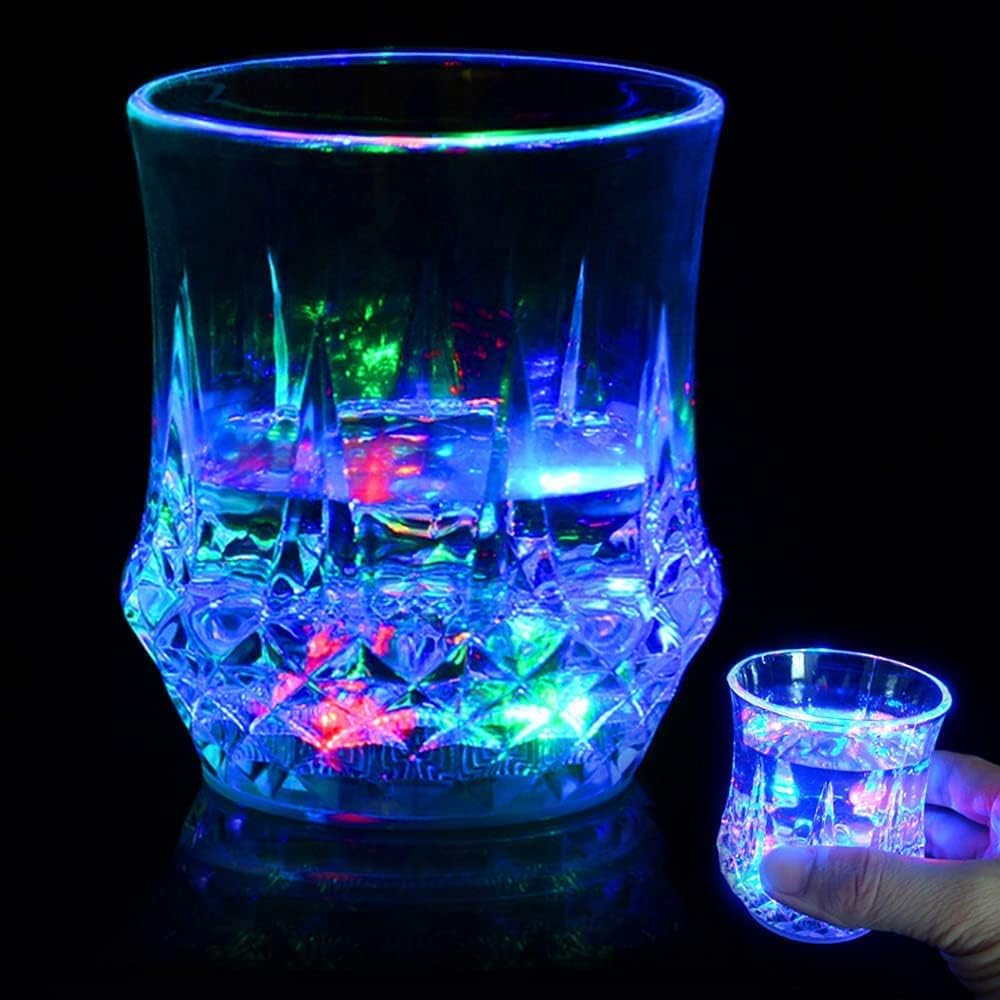 Vasos LED Cristal, Taozoey Vasos Vidrio LED, Taza LED intermitente automática, Copa de Vino con Luz LED, para Bar Beber Borbón, Cócteles, Vodka