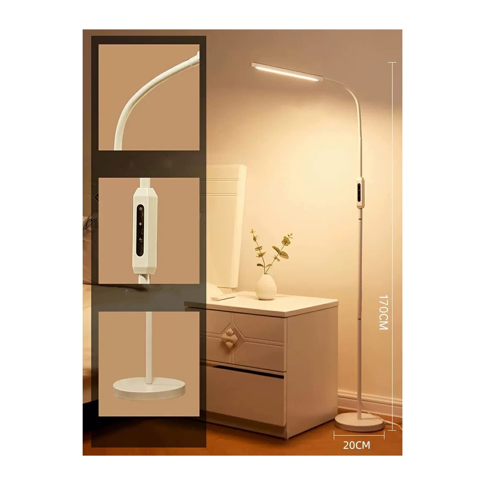 Lampa podłogowa do nauki czytania, salon, pionowa lampa Dekoracyjny(Czarny)