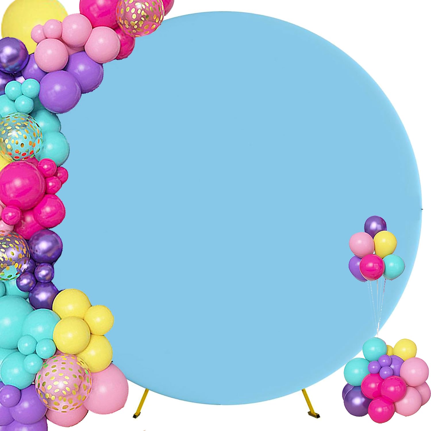 Maiangel 7.2FT Round Arch Backdrop Cover Spandex Fitted Stretchy Arch Stand Covers with Buckles Arch Covers for Circle Stand Balloon Wedding Party