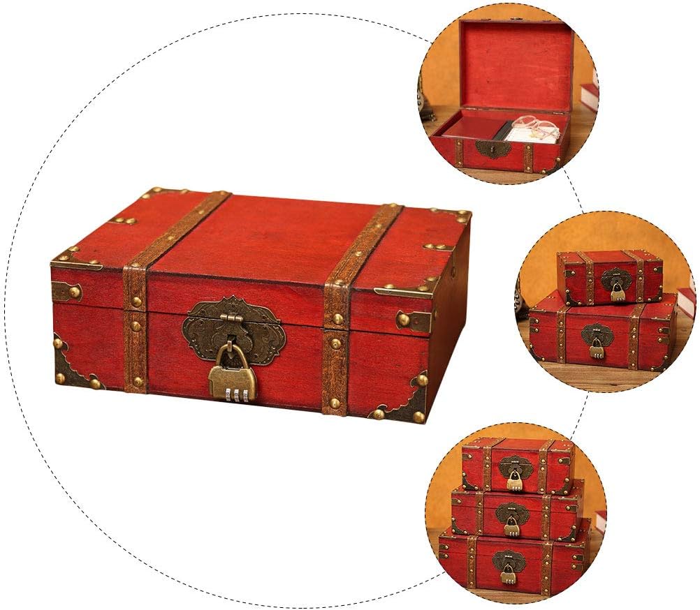 DOITOOL 1pc Cosmetic Storage Box Baskets for Storage Jewelry Organizer Small Basket Jewelry Boxes Red Wooden