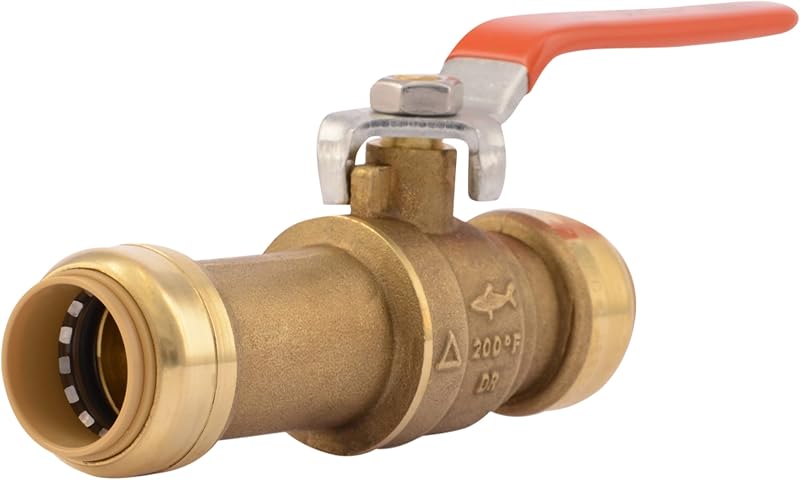 SharkBite 3/4 Inch Slip Ball Valve, Push to Connect Brass Plumbing Fitting, PEX Pipe, Copper, CPVC, PE-RT, HDPE, 24736LF