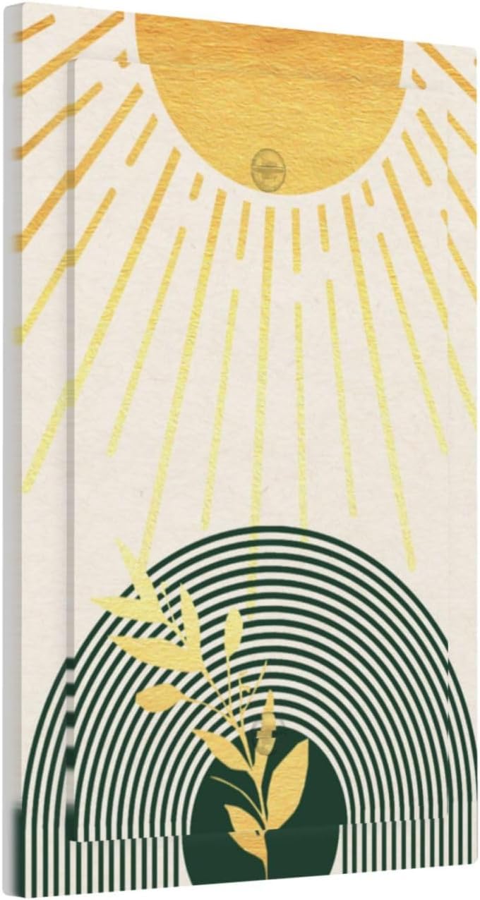 Decorative Light Switch Cover Plate Boho Gold Sun Minimalist Leaf Arch 1 Gang No Device Single Blank Outlet Covers Wall Plates for Electrical Outlets Faceplate for Bedroom Home Decor