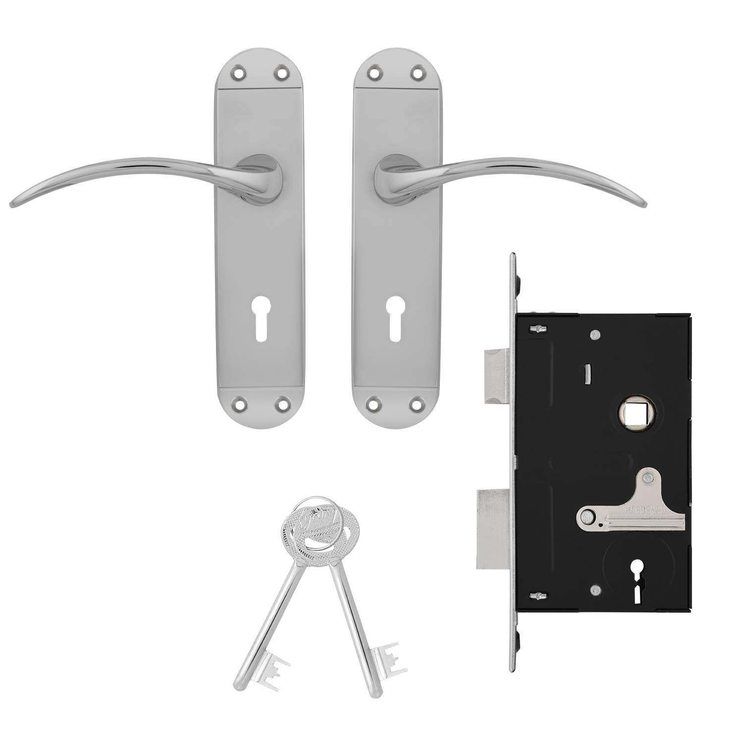Godrej 6 Levers ELC 02 Mortise Door Lock Handle Set with 2 Keys, Suitable for Left & Right Handed, Inside & Outside Opening Door Handle Set, Satin Nickel Finish (Silver, Set of 1) (B08R3RDWRM) Amazon Price History, Amazon Price Tracker