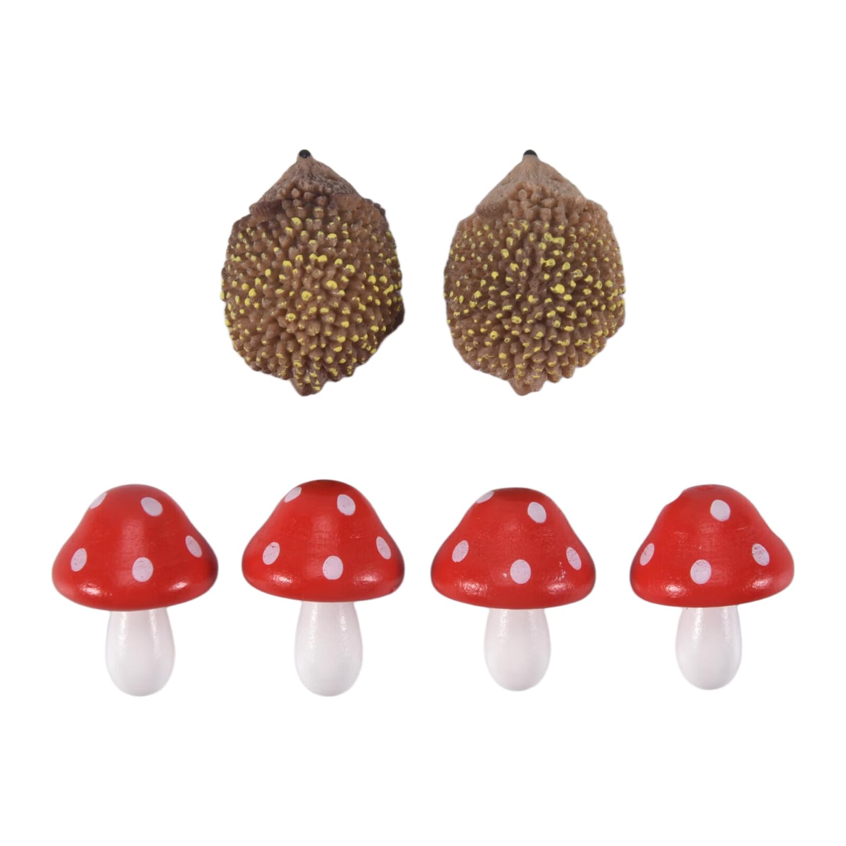 CTRLZS Garden Fairy Accessories Resin Hedgehogs and Wood Mushroom Miniature Decorations for Bonsai Craft