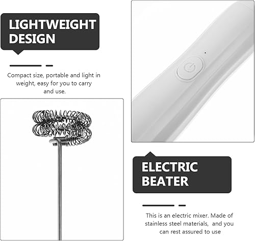 Miniatura 9 de Kichvoe Espumador de leche, mezclador de bebidas, espumador de mano, batidor eléctrico por USB, espumador de leche pequeño, mini licuadora agitador