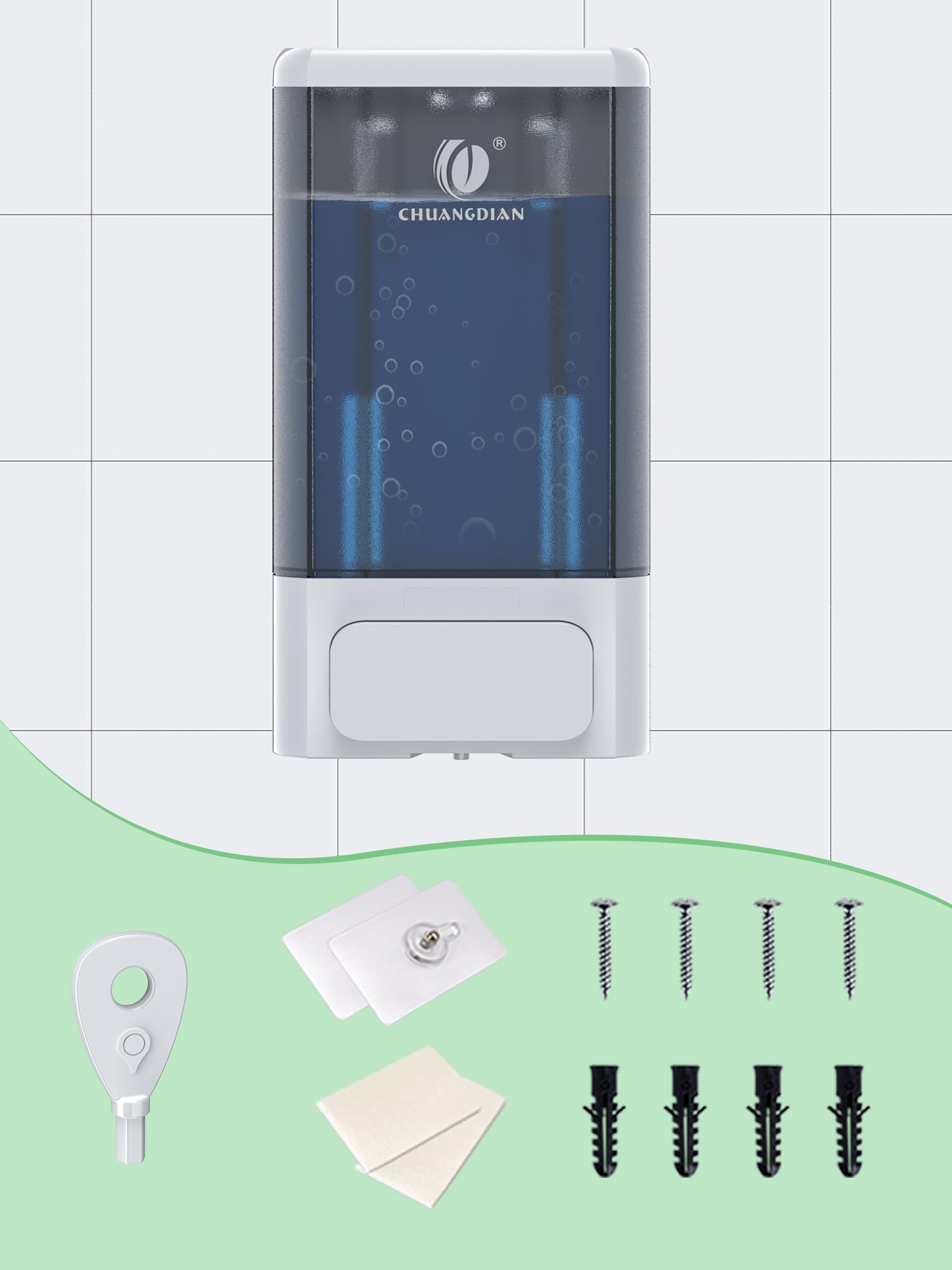 Dispenser Sapone Muro Manuale 1000 ML, Dispenser Sapone Liquido per Cucina Bagno Doccia Shampoo Bagnoschiuma Ristoranti Hotel Ospedali Studi Professionali Palestre,Senza Pugni, Bianco Perla
