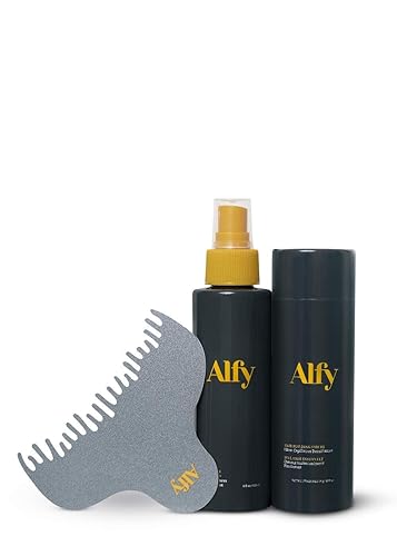 Alfy Kit de iniciación  Fibras capilares para adelgazar el cabello  Fibras de queratina de primera calidad para hombres y mujeres  Fibras