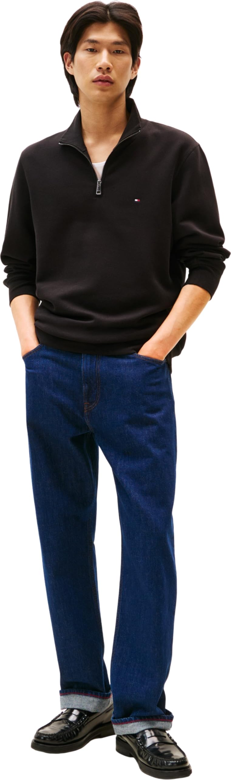 Tommy Hilfiger Uomo Felpa con Cerniera Essential Fleece 1/4 Zip Colletto Troyer