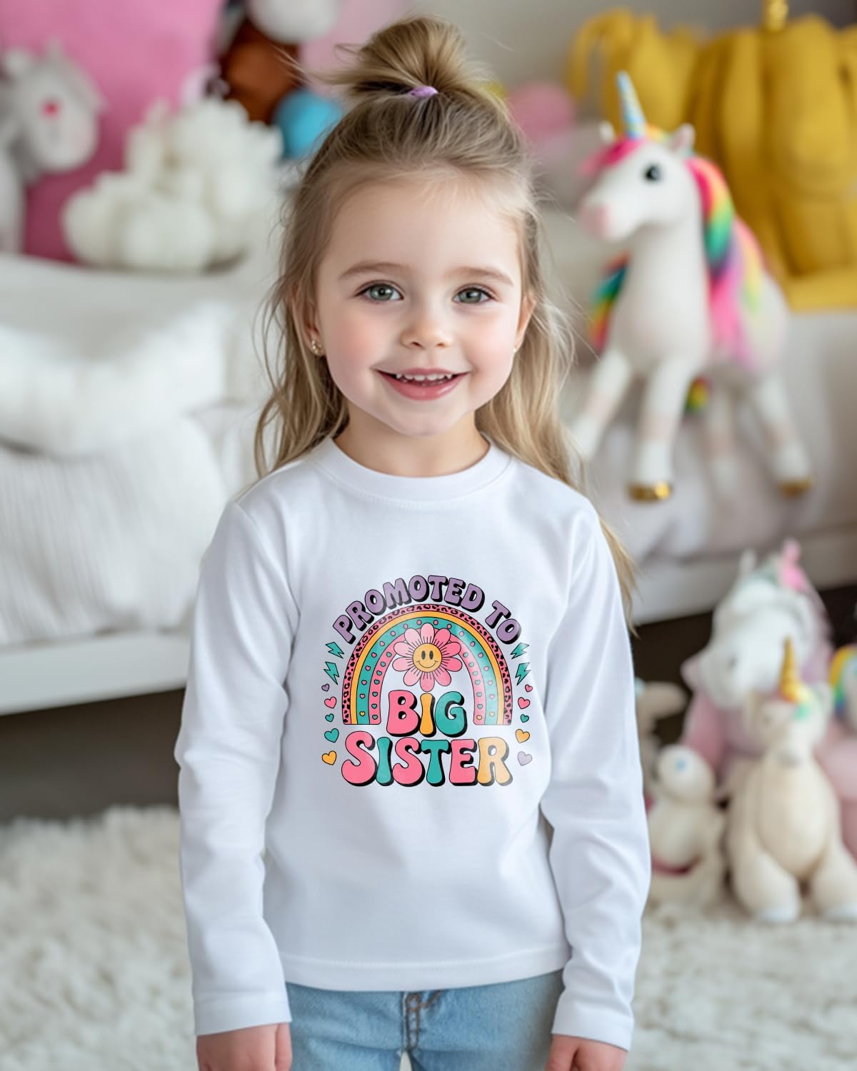 Big Sister Gifts for Girls Shirts Promoted to Big Sister Announcement Shirt Toddler T-Shirt 2T-8 Years - Image 2