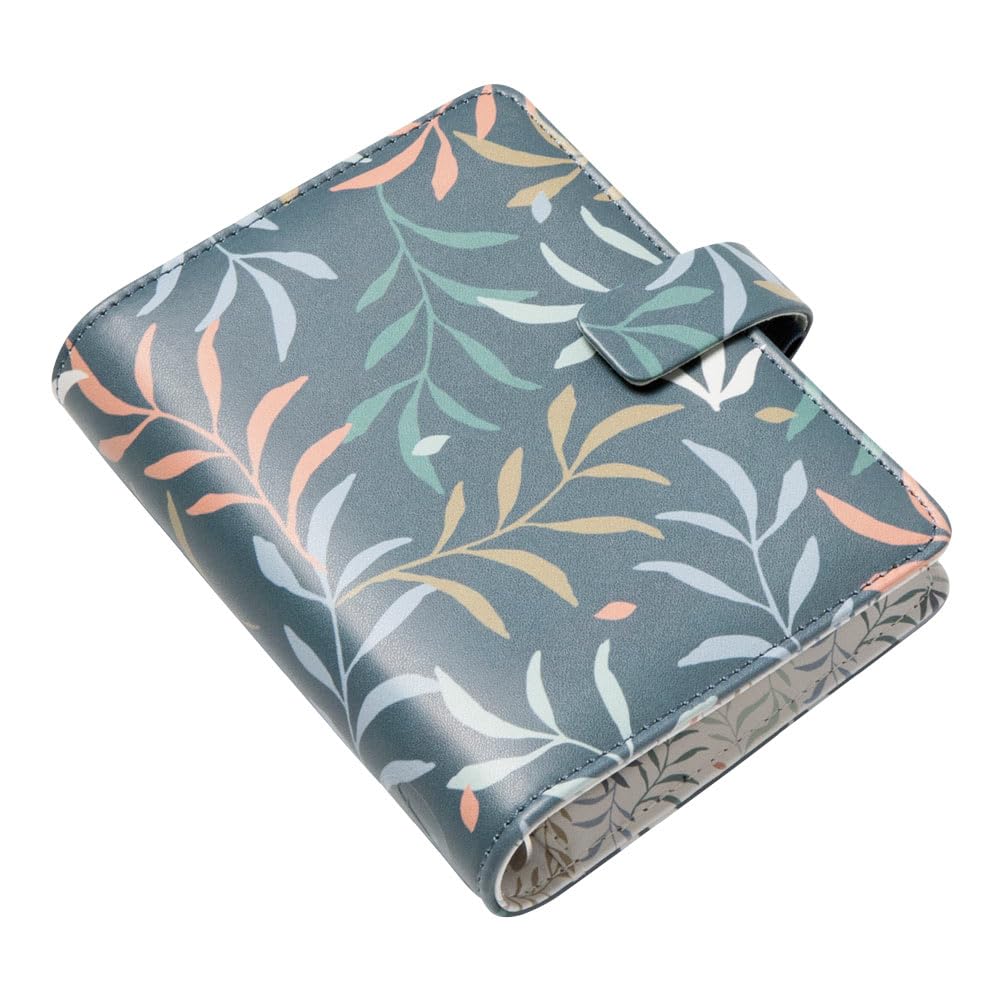 Filofax Botanical Organizer, Taschenformat, blau - glatt, Lederoptik, Sechs Ringe, Wochenansicht, Kalender Terminplaner, mehrsprachig, 2025 (C022644-25)
