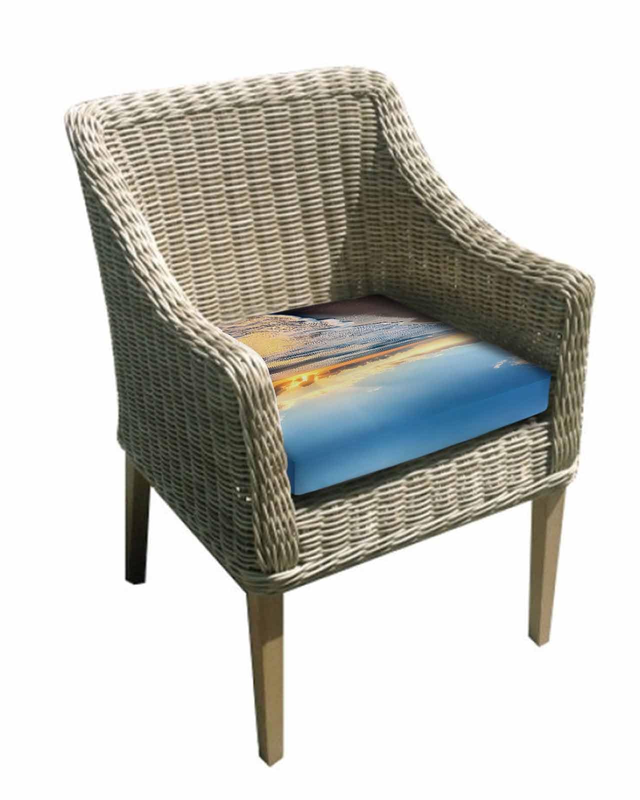 2 Pack Beach Ocean Waterproof Cushion Covers with Ties, Outdoor Patio Chaise Lounge Chair Seat Cushion Slip Covers Replacement(Only Cover) Sunset Sea Waves Spray Sky Nature Landscape 24