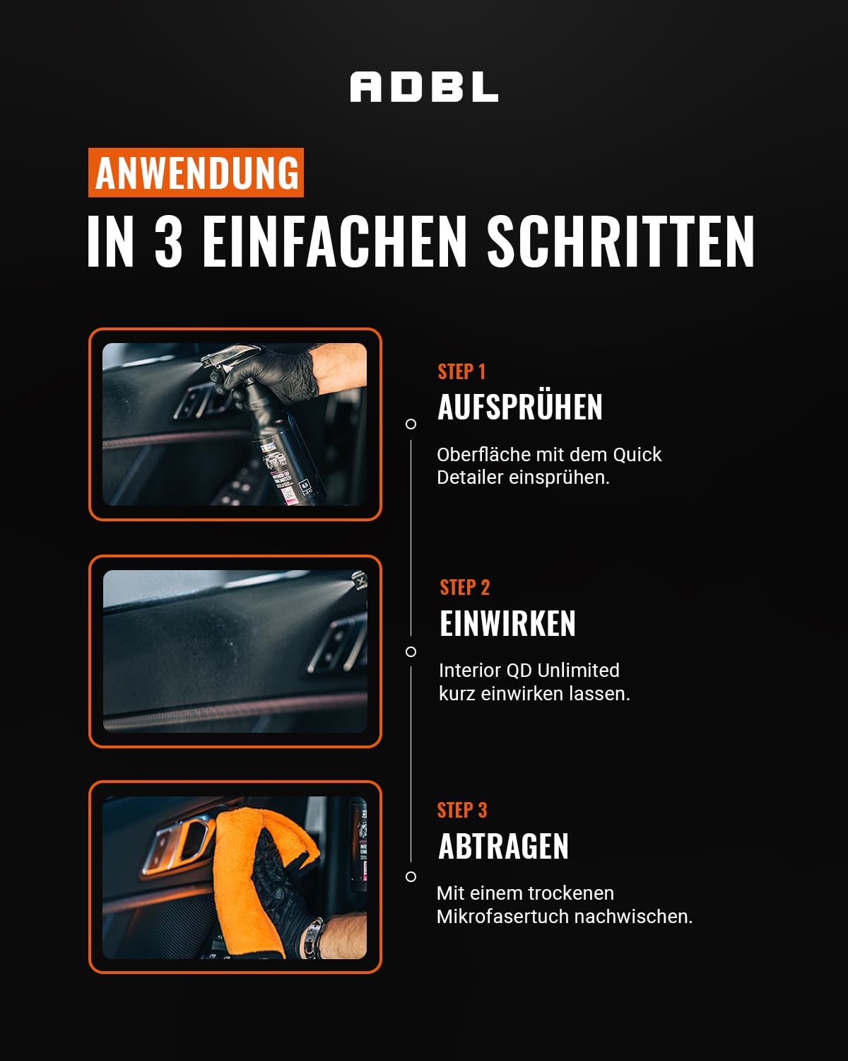 ADBL Interior QD Unlimited (1L) - Wysokiej jakości detailer do wnętrza - Odświeża, czyści i chroni - Antystatyczny z ochroną UV - Bezbłędne wykończenie dla wszystkich materiałów we wnętrzu