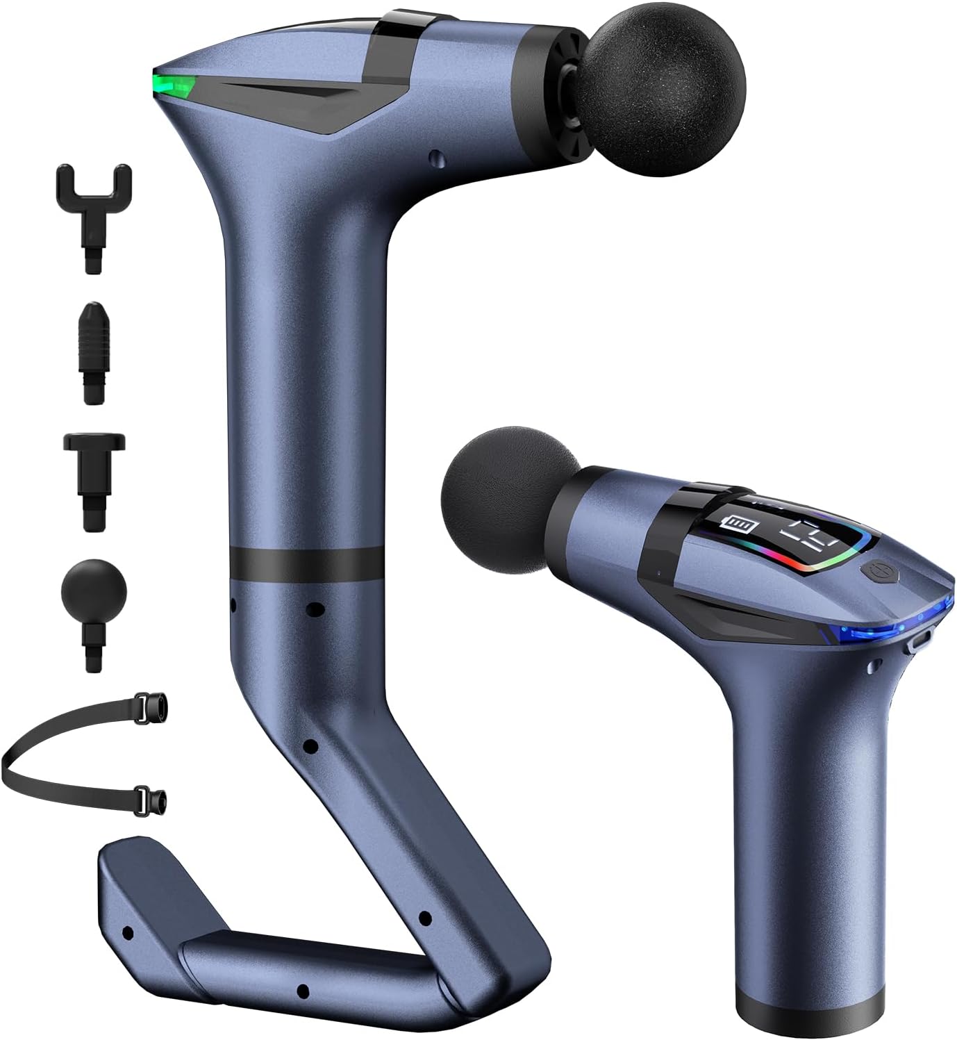 Massage Gun Deep Tissue, 3-in-1 Handheld Back Massager with Long Handle & Strap, 12 Speeds, 4 Heads, Electric Muscle Massager for Pain Relief, Athletes, Gym, Home, Travel Use, Ideal Gift