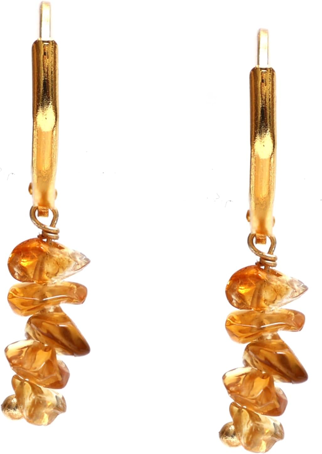 Gempires Citrine Crystal Leverback Earrings November Birthstone Gemstone Jewelry Hypoallergenic Gold Plated Lightweight Dangling Earrings For Women - Image 6