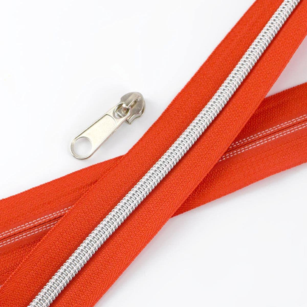 XXHNBF Zipper for Bags, Ziper Puller,Zip Fixer, Sliders Zipper,Sewing Zips,Ended Fasteners,5/10Meters 5# Open-end Coil Nylon Zippers for Luggage Clothing Bags Tent(Orange)
