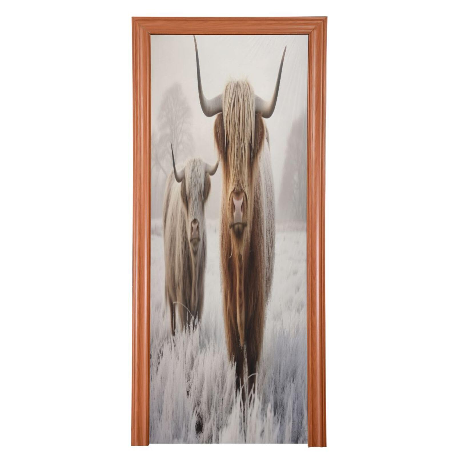 FLildon Cool Highland Cow Door Cover Decoration, Party Accessory Porch Decor for Festive Ornament Room Door Covers 32 x 79 Inch