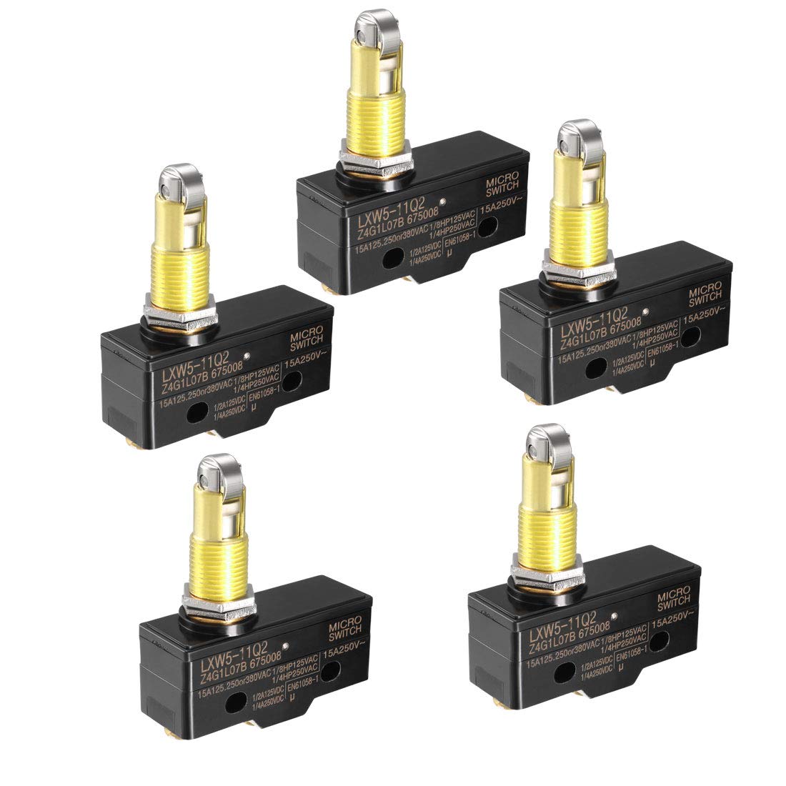 uxcell 5PCS LXW5-11Q2 1NO + 1NC Panel Mount Roller Plunger