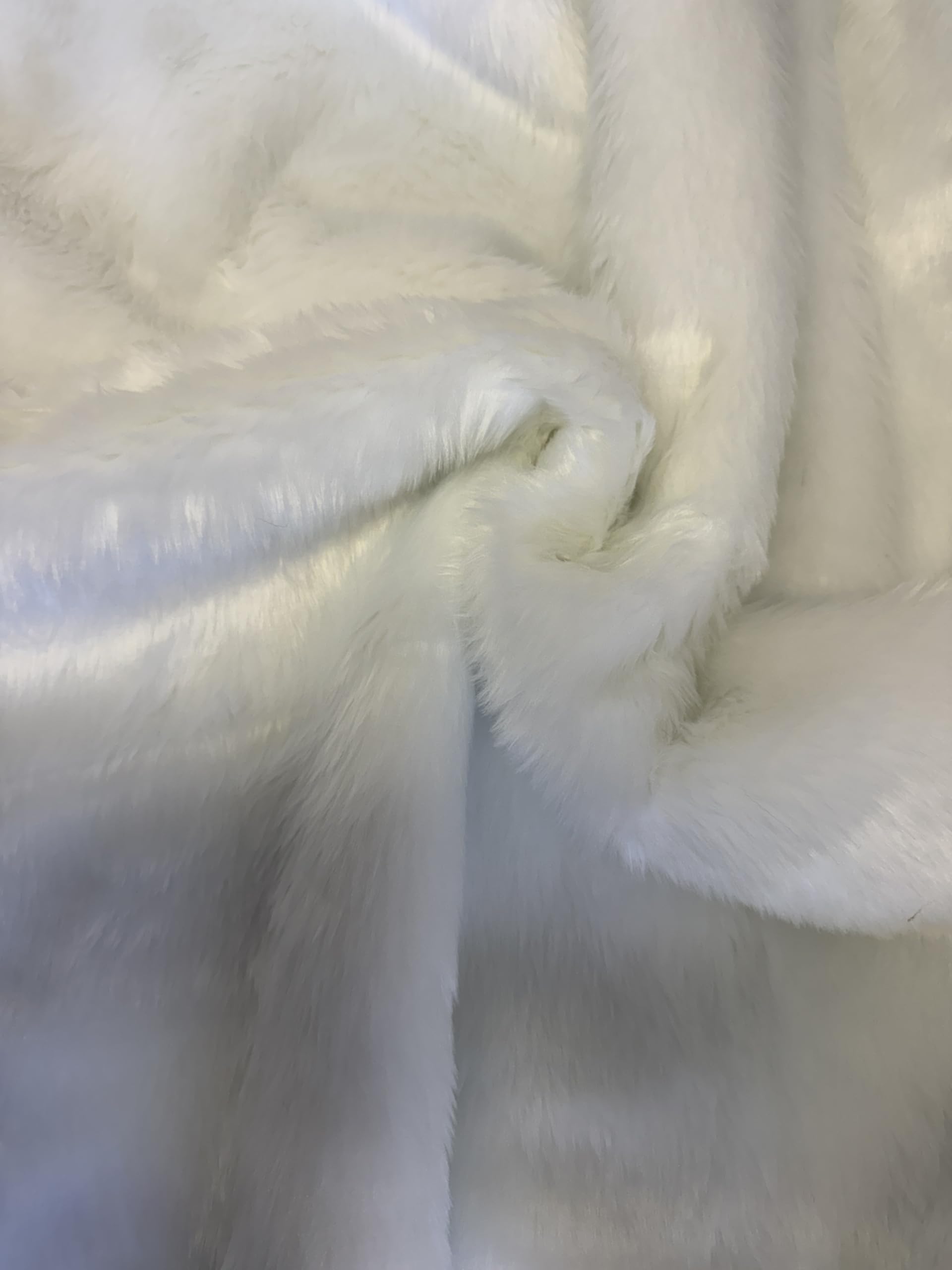 Crs Fur Fabrics White Luxury Faux Fur Fabric Material - Snow 1Mtr - 150Cmx100cm