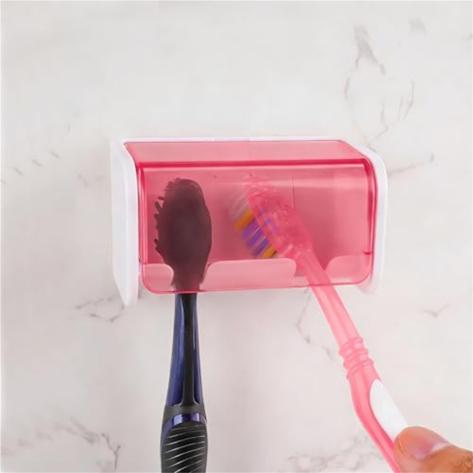 Porta Spazzolini Da Parete Portaspazzolino da parete con 2 slot | Con coperchio organizer autoadesivo for doccia da bagno