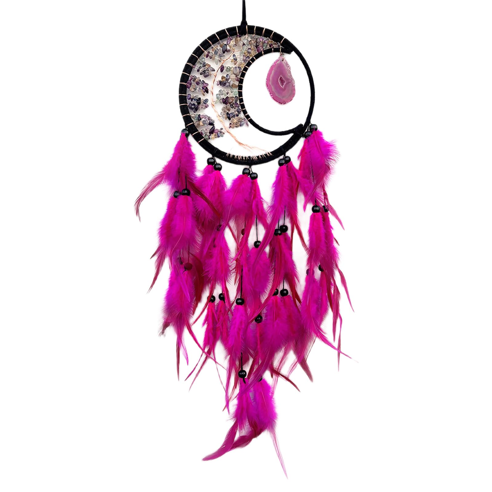 Jazuaiao Dreamcatchers Hanging Ornament with Feathered Tassels and Crystal Stone Pendant for Car and Home Wall Decors Spiritual Home Decors