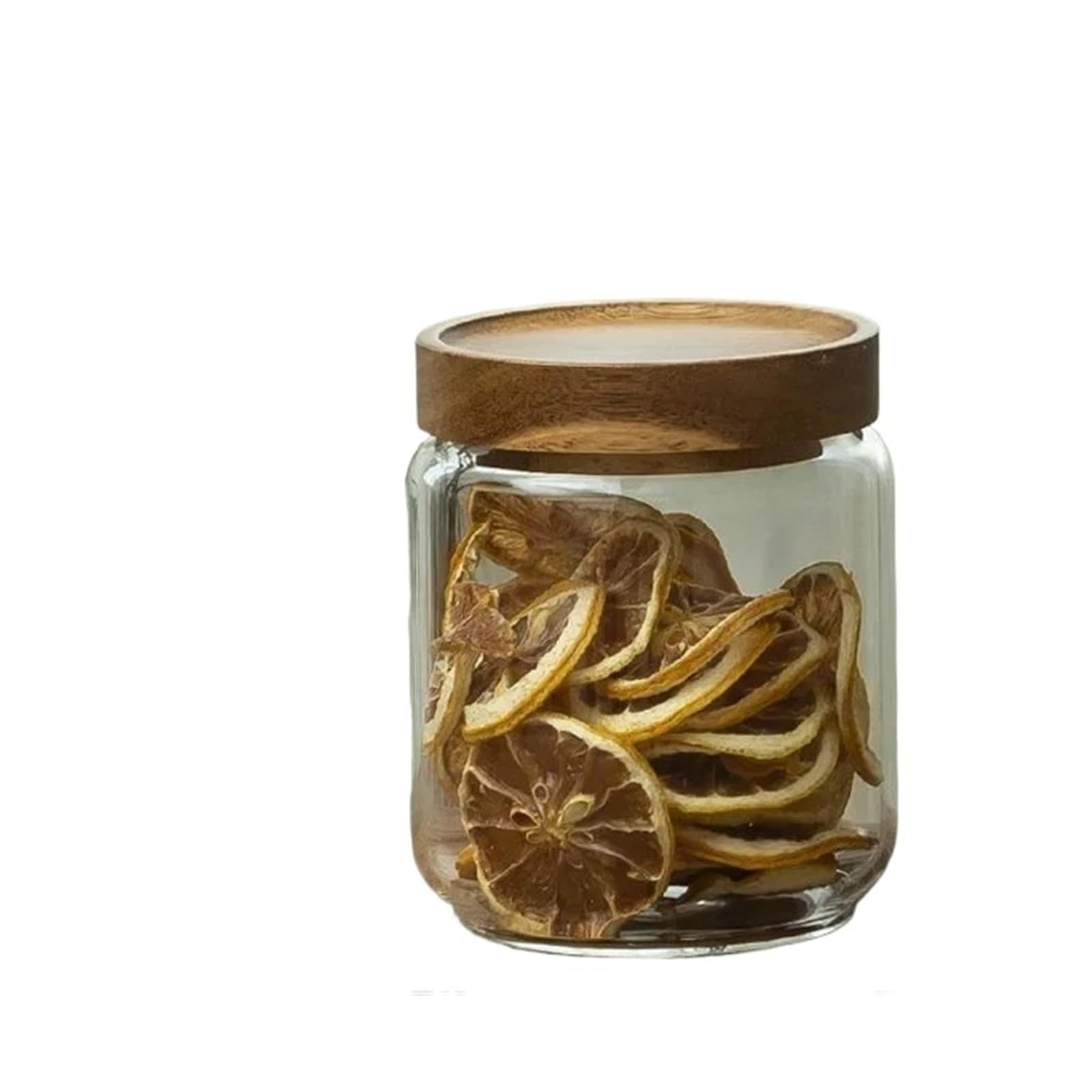Vorratsglas aus Glas mit Holzdeckel, versiegelter Behälter for Süßigkeiten, Kaffeebohnen, Nudeln und Haferflocken(A)