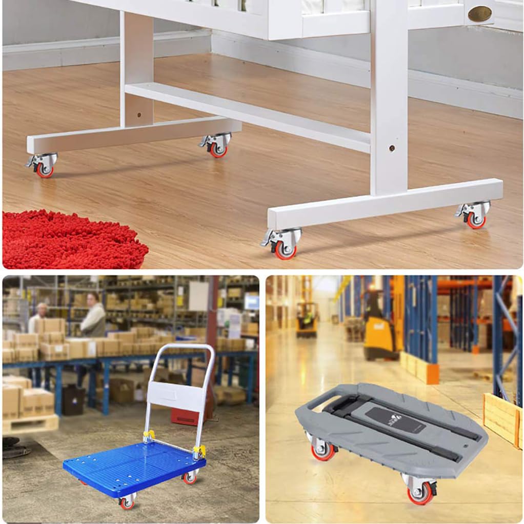 Ruote con 4X rotelle, ruote pivotanti con bloccaggio per carichi pesanti e freno, mobili 1,5 pollici 2 pollici 240 kg ruote universali industriali a doppio cuscinetto in PU 1.5in