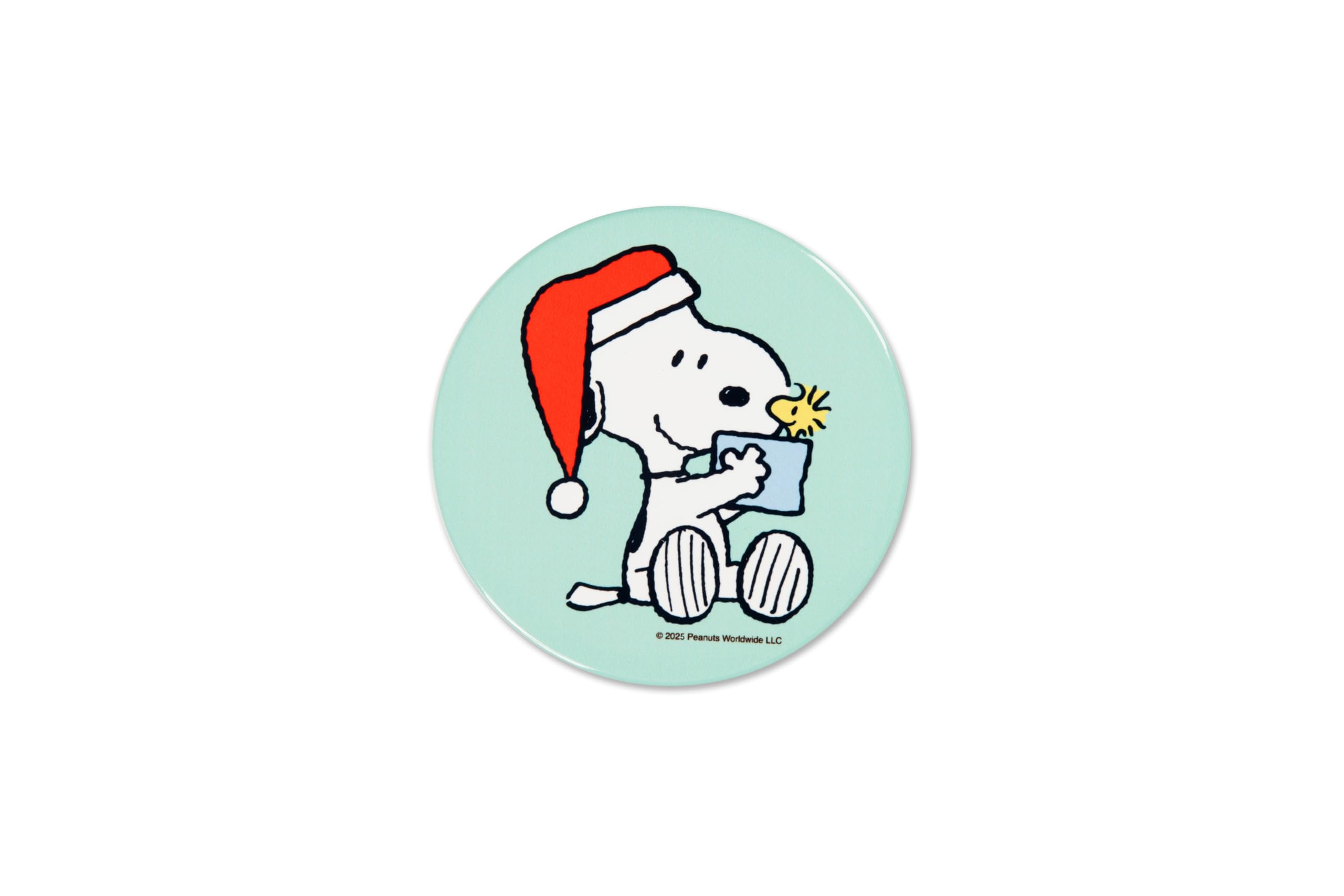 Excelsa Peanuts Shiny & Bright Weihnachts-Untersetzer, 6er-Set, Dolomit-Keramik mit Unterseite aus Kork, 10,5 cm, Snoopy-Dekorationen