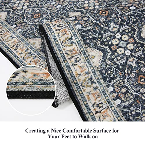 Hy Hao Yun Lai Non Slip Runners For Hallways,Washable Hallway Runner Rug,Long Ultra Soft Kitchen Runner Rug,Non Shedding Accent Farmhouse Runner Rugs (Black, 2 X 7) #TOP2