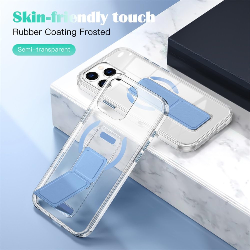 Custodia protettiva anticaduta con supporto magnetico per cinturino da polso trasparente per iPhone 13, 14, 15, 16 Pro Max, 14, 15, 16 Plus, colore grigio blu, per iPhone 13