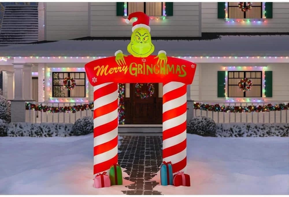 Gemmy 10-Foot Giant-Sized LED Archway Grinch Merry Grinchmas Christmas Inflatable