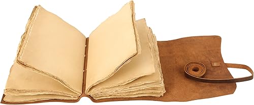 Miniatura 2 de Diario de cuero hecho a mano  Cuaderno de escritura  Bloc de notas diario encuadernado para hombres y mujeres, papel sin forro, tamaño mediano, bloc