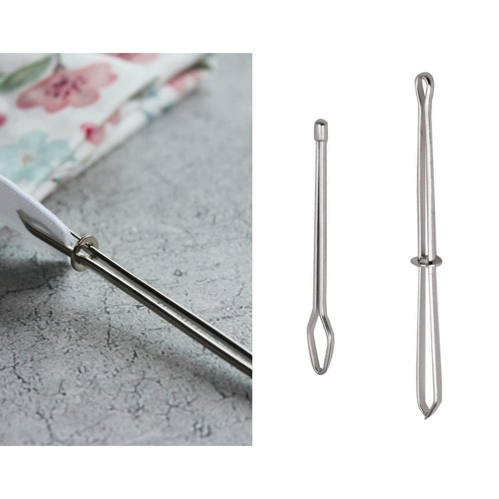 2 Pcs Needle Puller Set, Flexible Bodkin Needle Puller Drawstring, Adjustable Clip Elastic Rope Drawstring Guide Sewing Tool Threading Device for Home Use