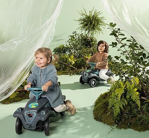 BIG Bobby Car Classic Eco - Rutschauto ab 1 Jahr aus Recycling-Material mit Lenkrad und Hupe, für Kinder von 1-5 Jahre (bis 50 kg), Anthrazit mit bunten Aufklebern – Bild 7