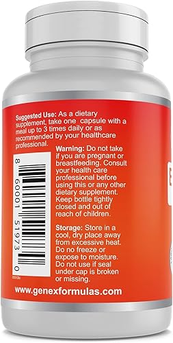Miniatura 4 de GENEX Berberina HCl 500mg (90 cápsulas)  Potente activador AMPK, apoya la salud del corazón y la salud inmunológica, sin OMG, sin gluten, vegetariano