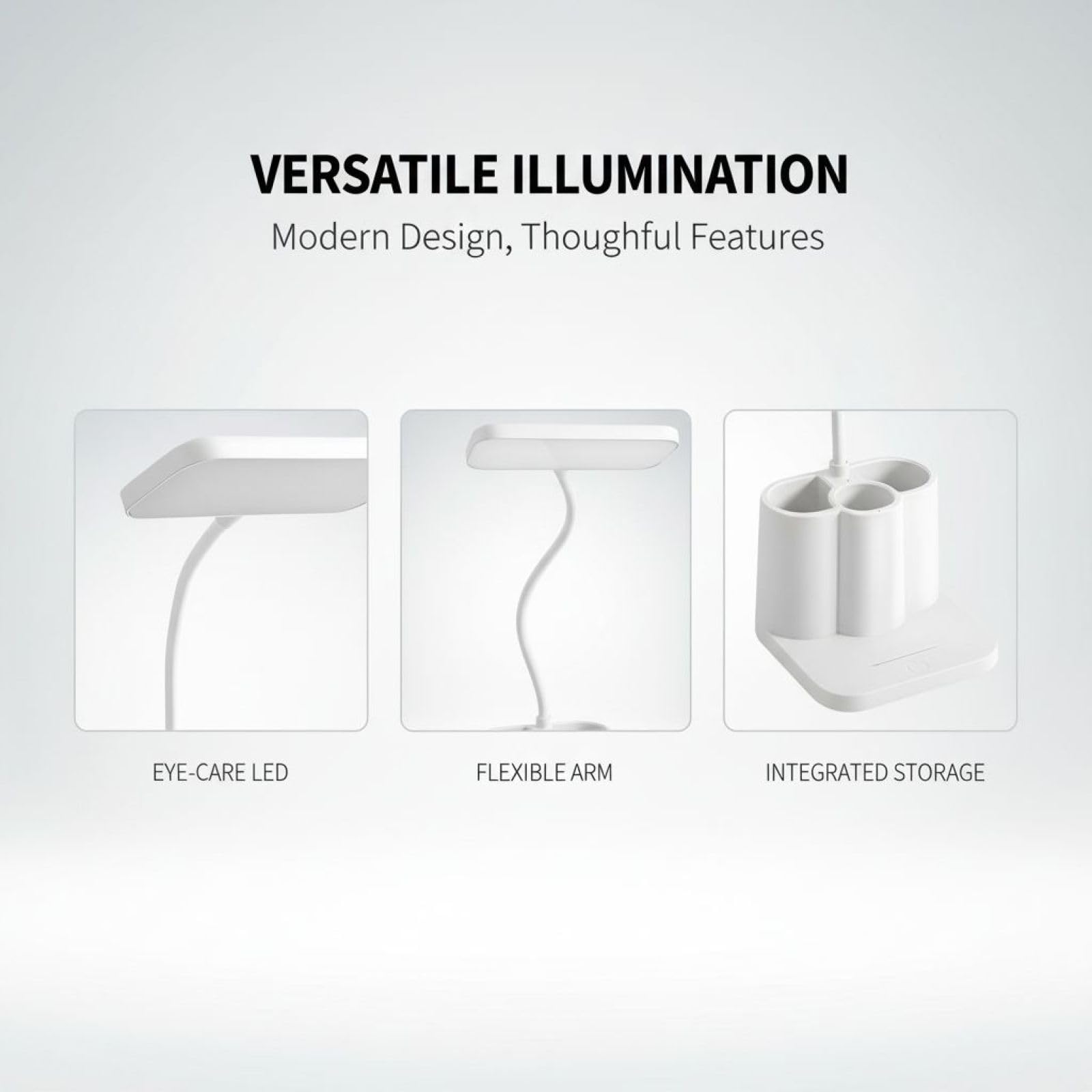Lámpara de escritorio pequeña, luz de lectura LED con soporte para bolígrafo, lámpara de mesa recargable por USB, atenuación continua, temperatura de color ajustable, uso inalámbrico o con cable