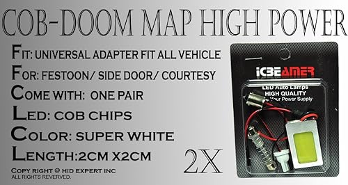 Miniatura 3 de ICBEAMER 10 Uds 1.063 in COB LED Panel Luz de Domo Auto Placa de Lectura Interior Luz Techo Interior Techo Interior Color Blanco