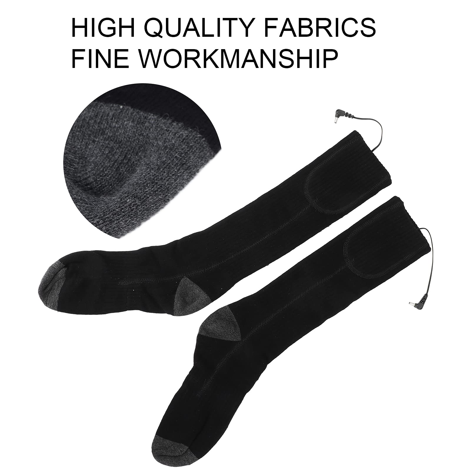 Chaussettes chauffantes électriques, Chaussettes Thermiques à Batterie Rechargeable avec 3 Niveaux de Chaleur, Chaussettes chauffantes en Coton Doux à Alimentation USB pour Hommes