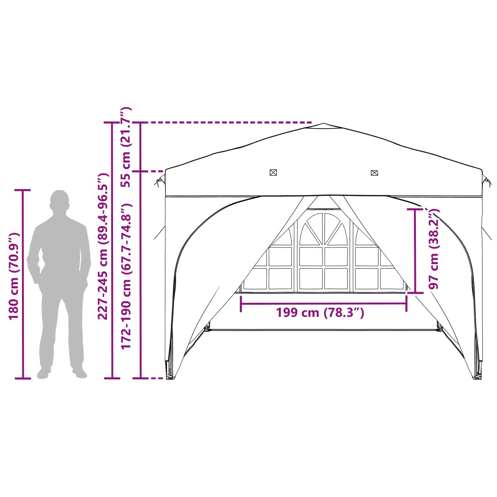 Namiot imprezowy Pop-up, 290 x 290 x 245 cm, beżowy, z tkaniny Oxford 210D, ze srebrną powłoką, z regulacją wysokości, składany i stabilny, do użytku na zewnątrz, do ogrodu, na kemping, taras