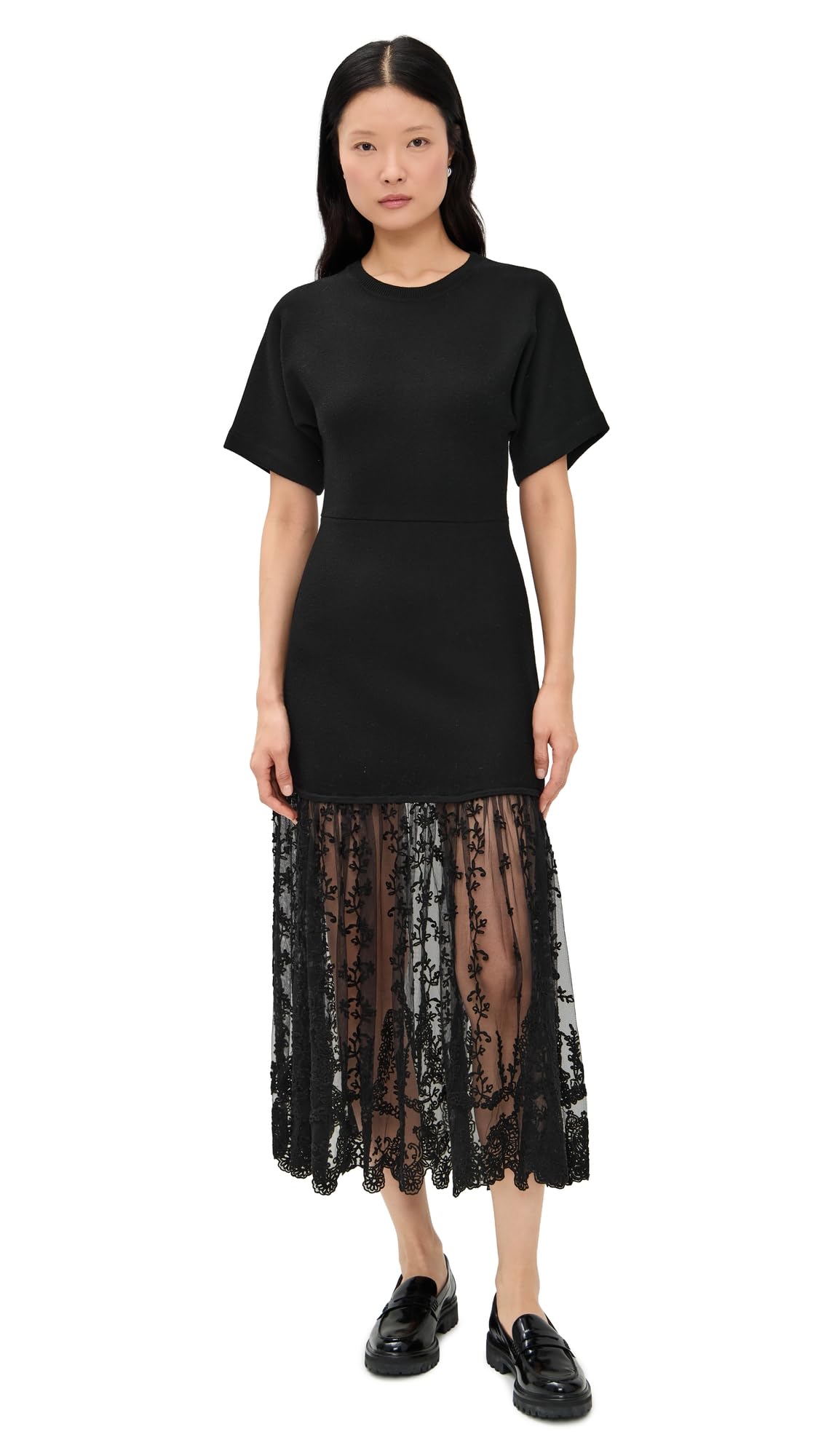 Sea Womens Diane Knit Lace Combo Dress