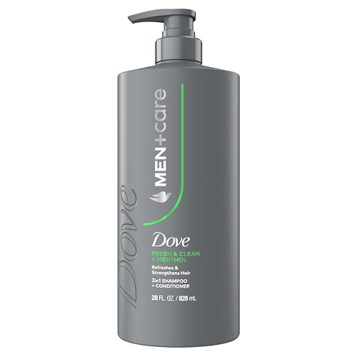DOVE MEN + CARE Shampoo 1 count Fresh + Clean for Hair Refreshing & Strengthening, with Menthol, 28 fl oz