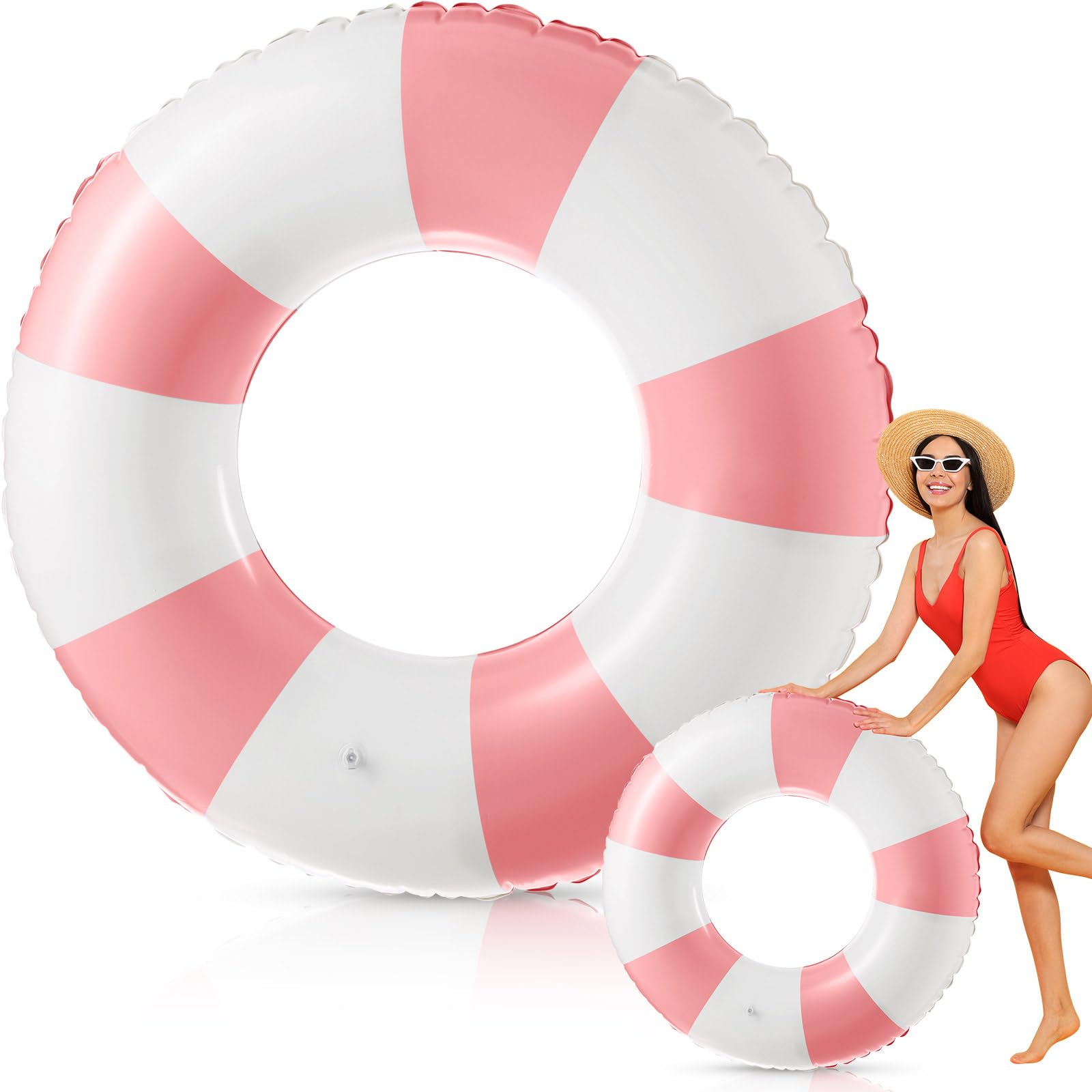 Arrowbash Jumbo Inflatable Pool Float 47.24 Inch Floaties Tubes Classic Striped Pool Rings for Adult Inflatable Inner Tube for Swimming Beach
