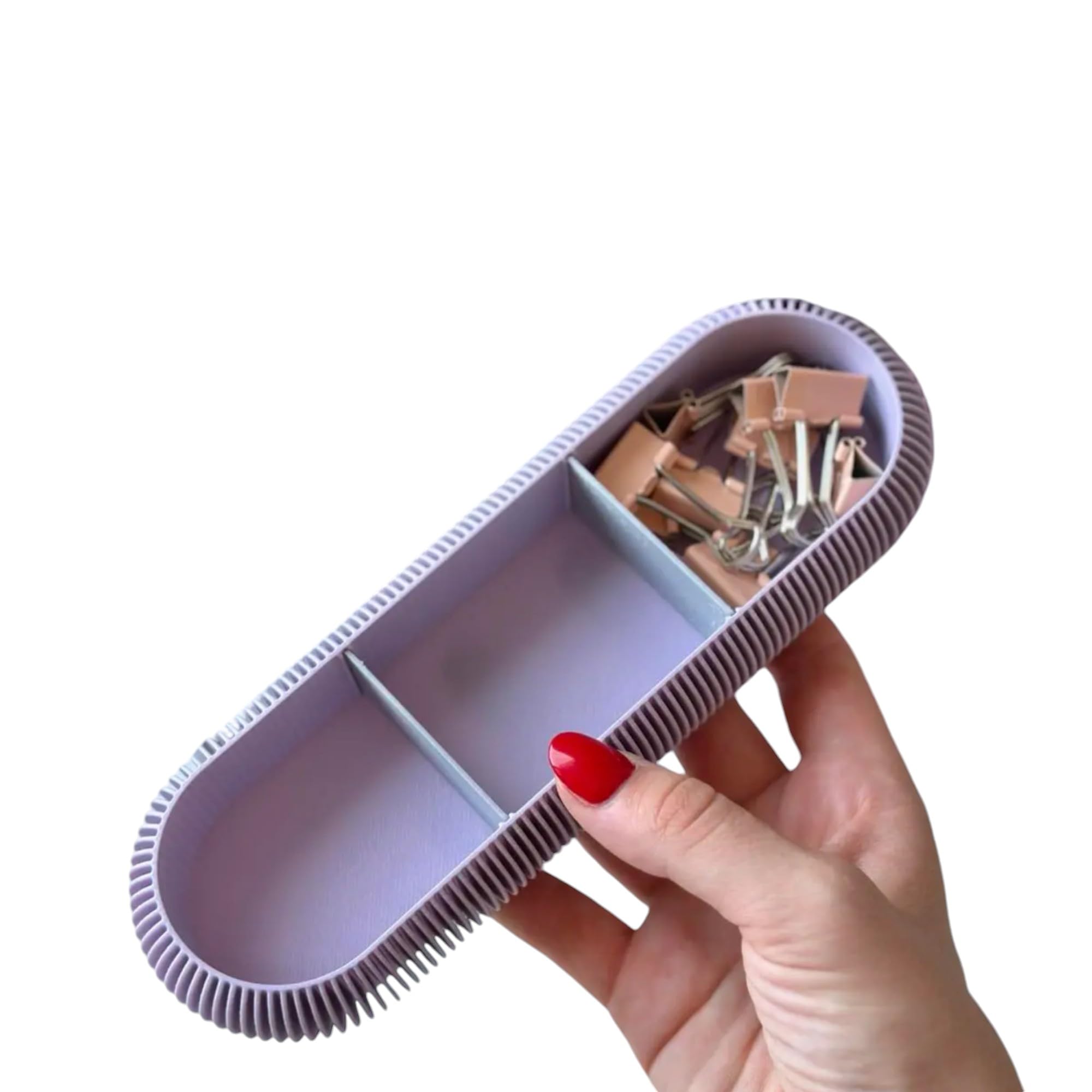 CharmNest Desk Organiser Set, Elegant Design, Multiple Sizes, Tray Included (Small, purple)