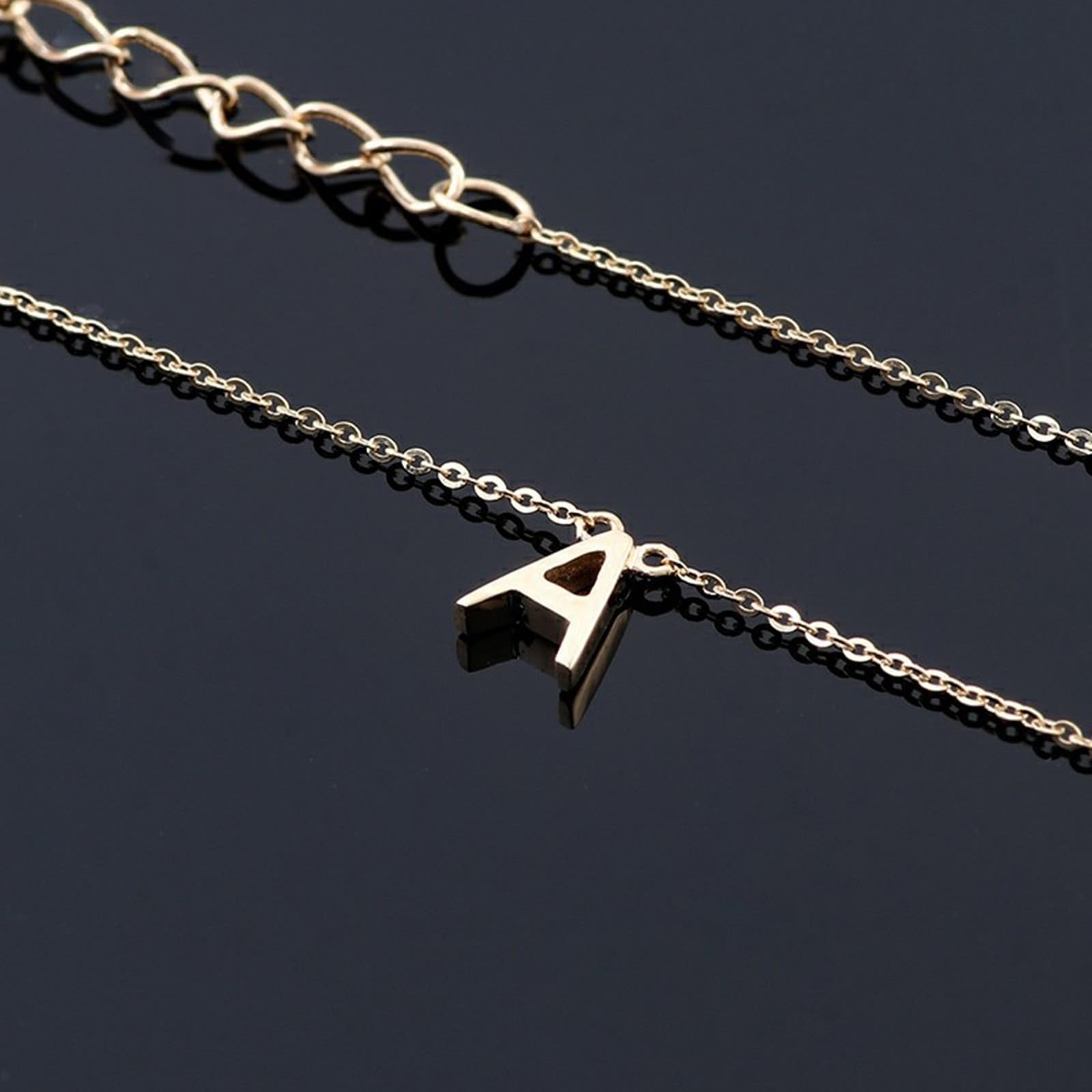 9K/14K/18K Gold Halskette für Damen, Buchstabe A Anhänger Schmuck Kettenlänge 18 Zoll