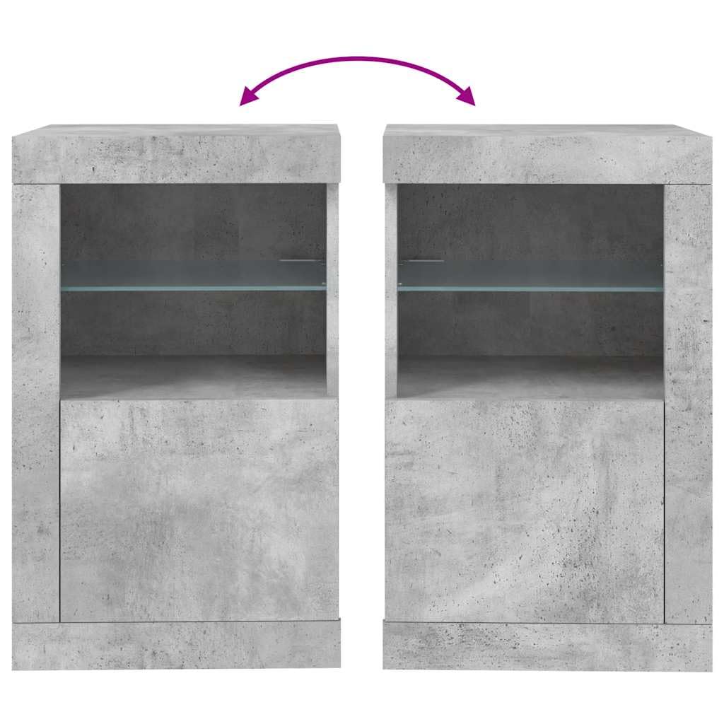 vidaXL Armadietto con Luci LED Grigio Cemento in Legno Multistrato, armadietto con LED, credenza, portaoggetti, mobiletto, Mobile portaoggetti