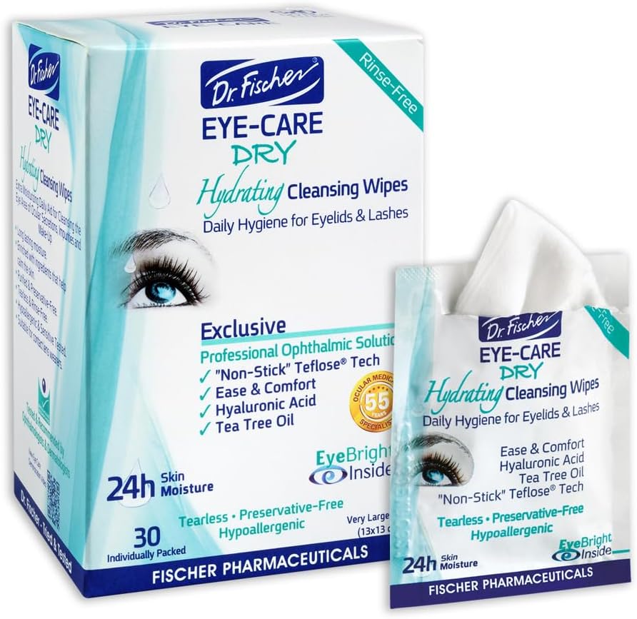 Dr. Fischer Tea Tree Eyelid Wipes - Gentle Eye Wipes for Everyday Eye Cleansi...