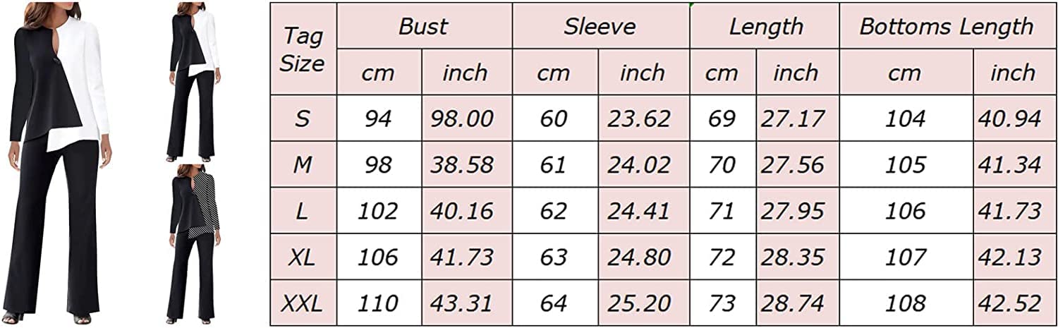 Las Mujeres de Bloqueo de Color Pantalones Sueltos Traje de Dos Piezas Elegante Traje Casual Formal de 2 Piezas de Manga Larga Casual Tops Noche Pantalones de Las Mujeres