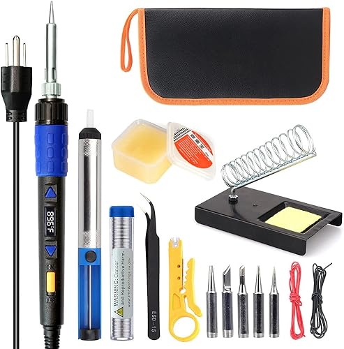 Vista 11 de LDK Kit de soldador electrónico, [actualizado] Juego completo de 60 W 110 V herramienta de soldadura de temperatura ajustable con 5 puntas 12 en 1