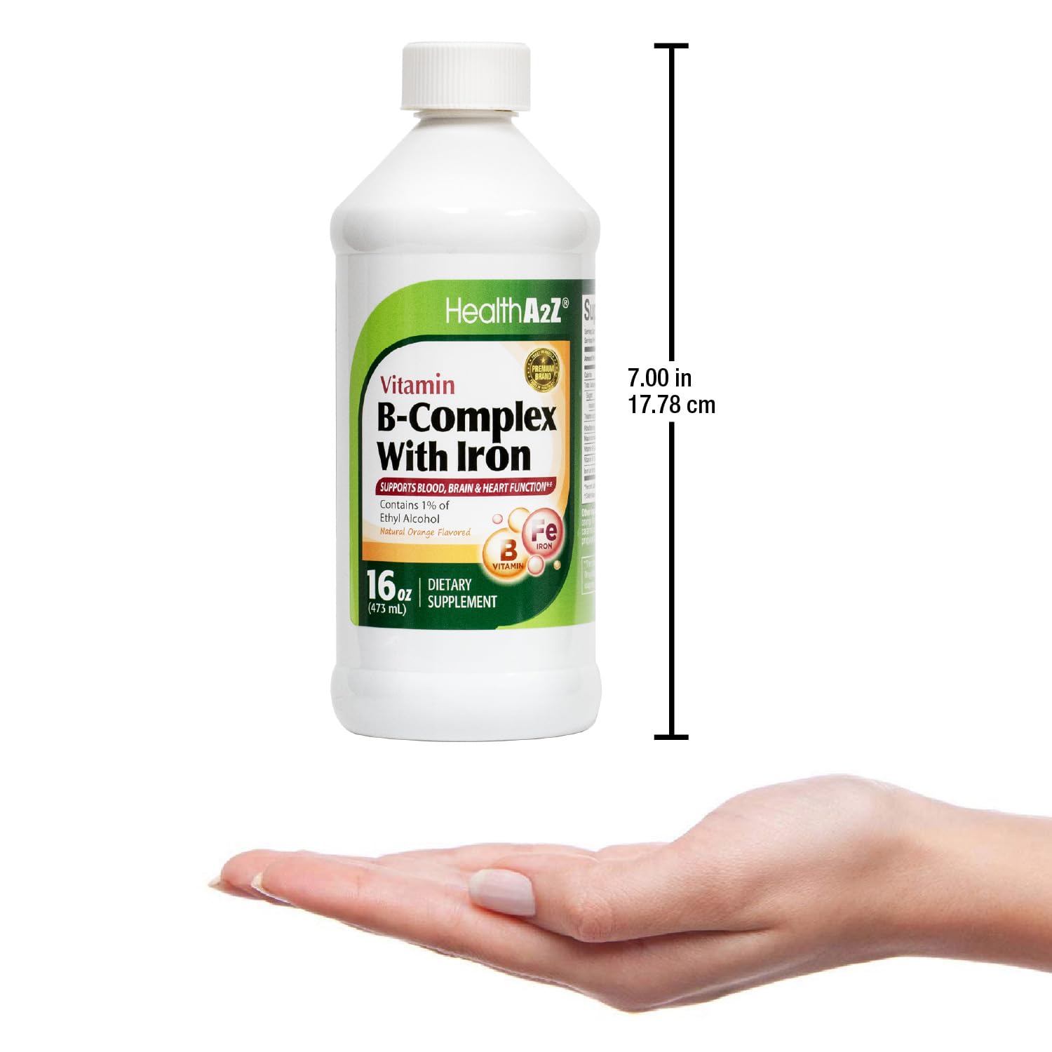 HealthA2Z® Liquid Vitamin B-Complex Plus Iron, 16oz (473ml) — Amazon image 4