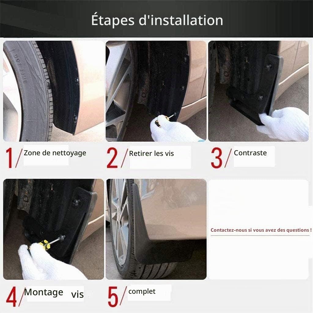 Garde-boue Bavette 4 Pièces Guobaopipi Pour Toyota RAV4 2000-2005 Noir