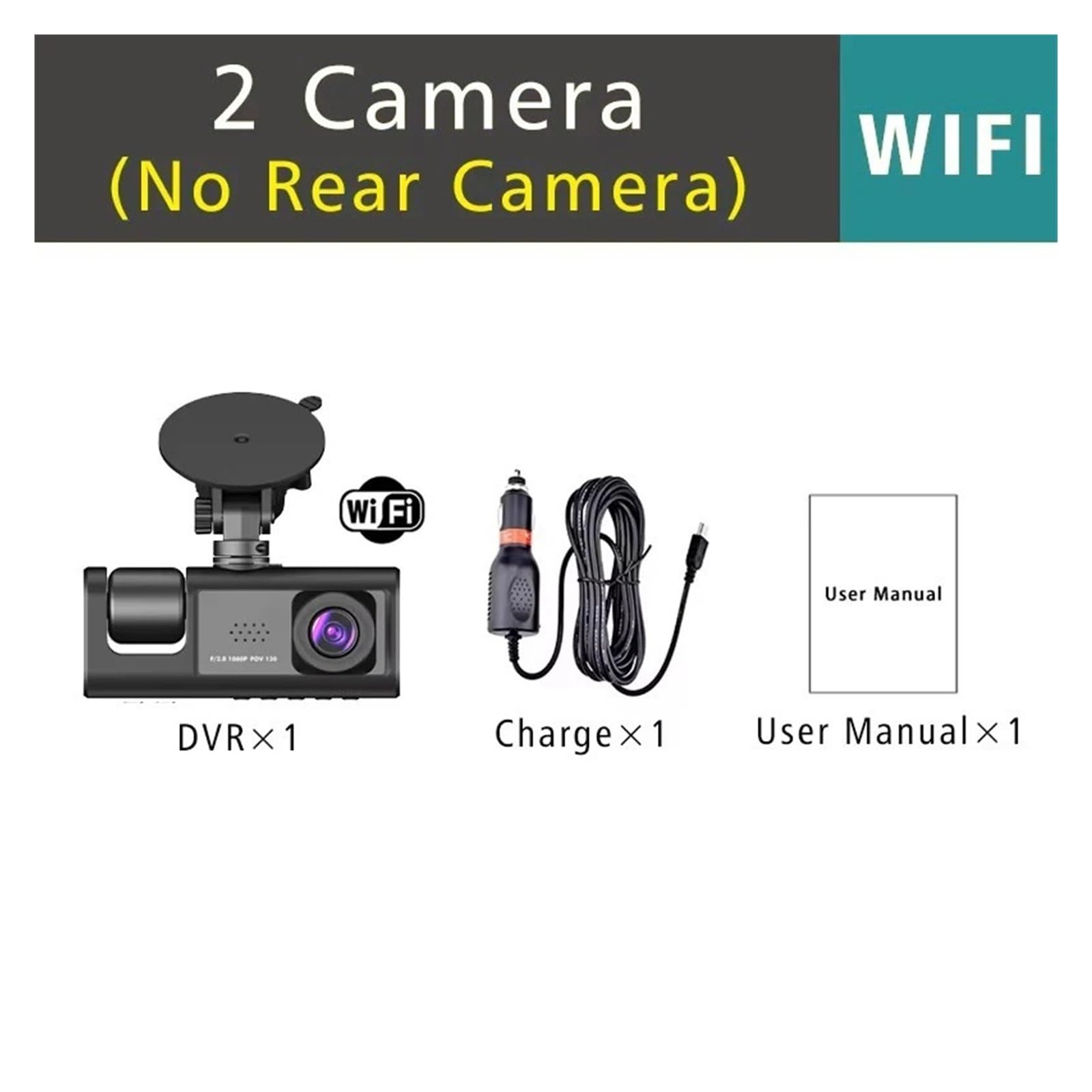 Dash cam da cabina anteriore con doppio obiettivo 1080P